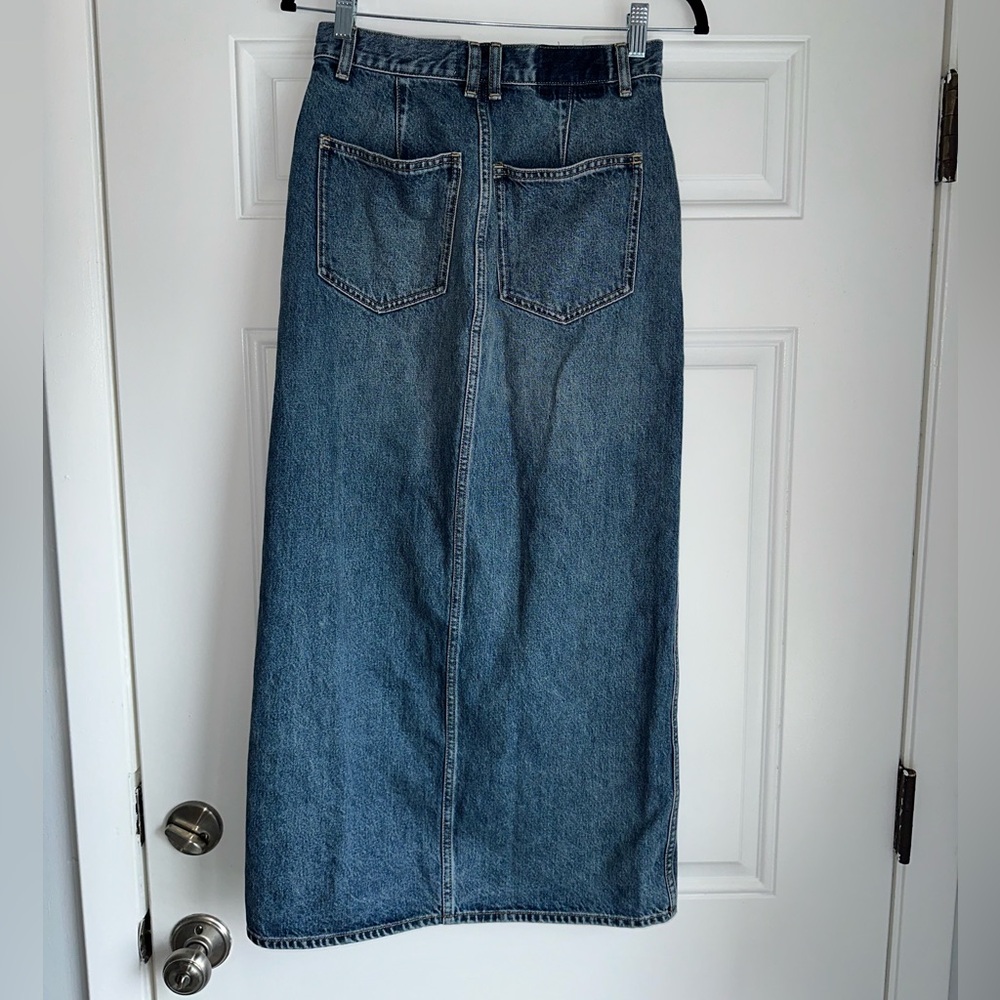Alexa Chung for Madewell Denim Maxi Skirt in Croswell Wash size 24 front slit - Picture 3 of 6